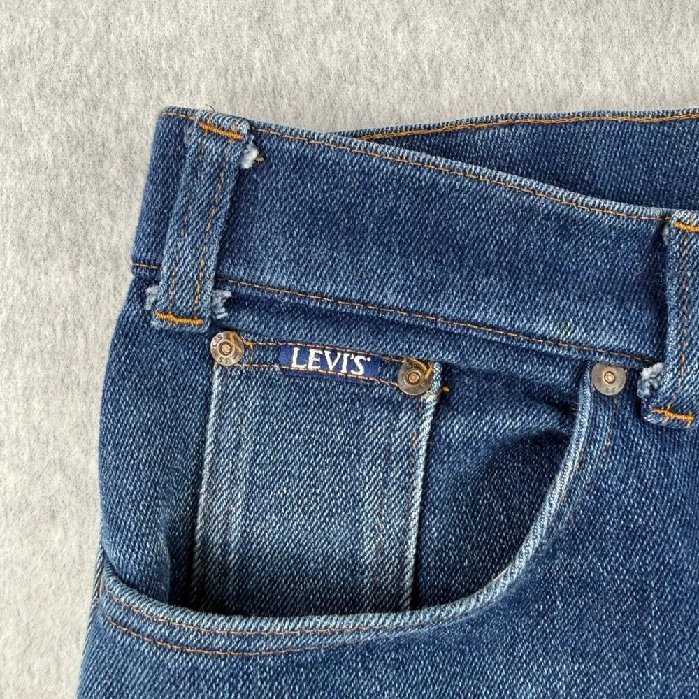 Vintage Levis Jeans Mens Fits 34x30 Blue 70s Orange Tab Talon Zip Distressed USA